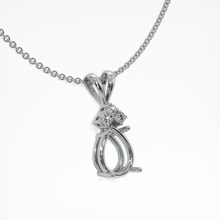 18K White Gold Accent Stones Pendant Setting