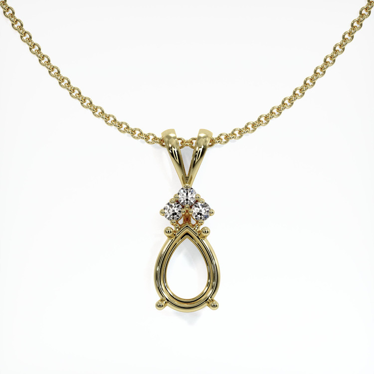 14K Yellow Gold Accent Stones Pendant Setting