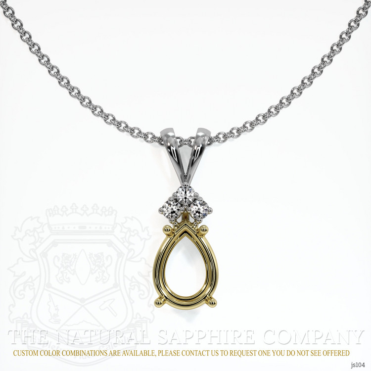 14K Yellow & White Accent Stones Pendant Setting