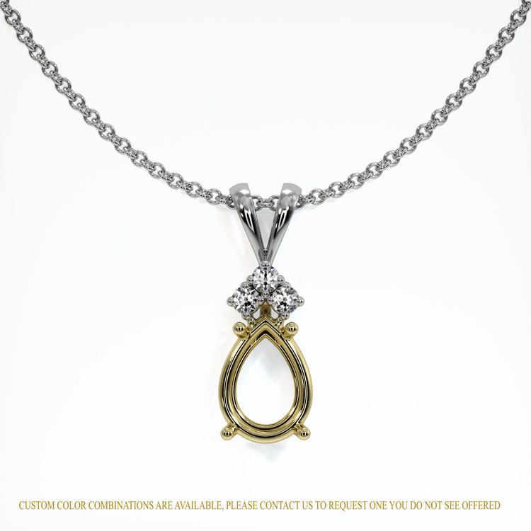 14K Yellow & White Accent Stones Pendant Setting