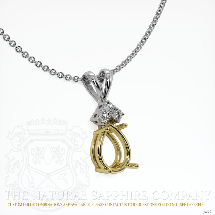 14K Yellow & White Accent Stones Pendant Setting