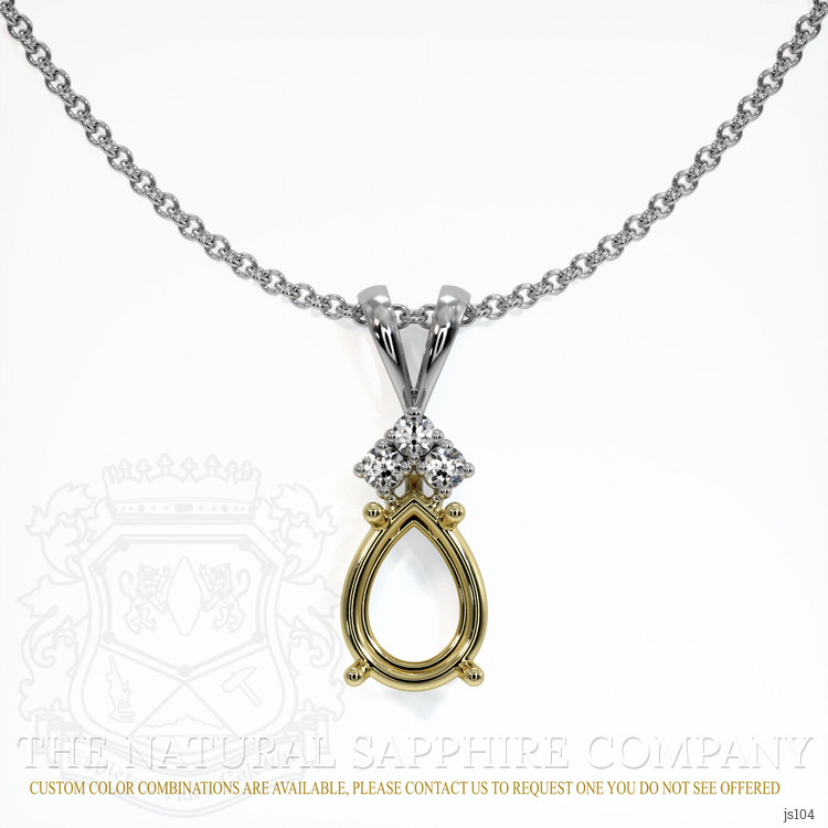 18K Yellow & White Accent Stones Pendant Setting