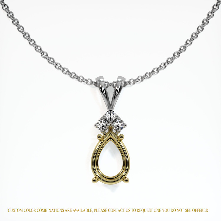 18K Yellow & White Accent Stones Pendant Setting