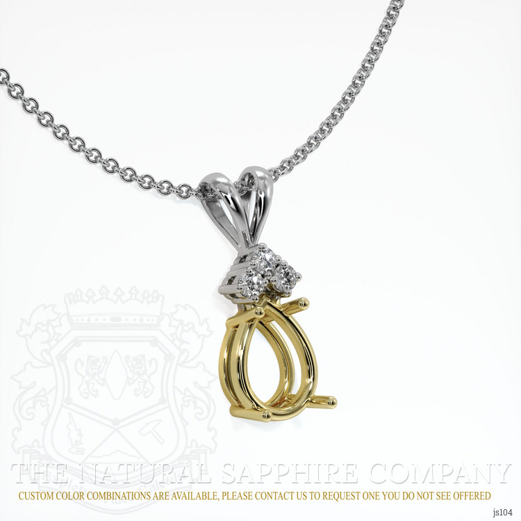 18K Yellow & White Accent Stones Pendant Setting