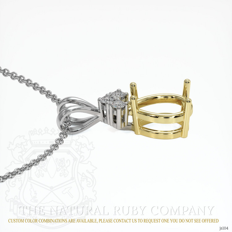 18K Yellow & White Accent Stones Pendant Setting