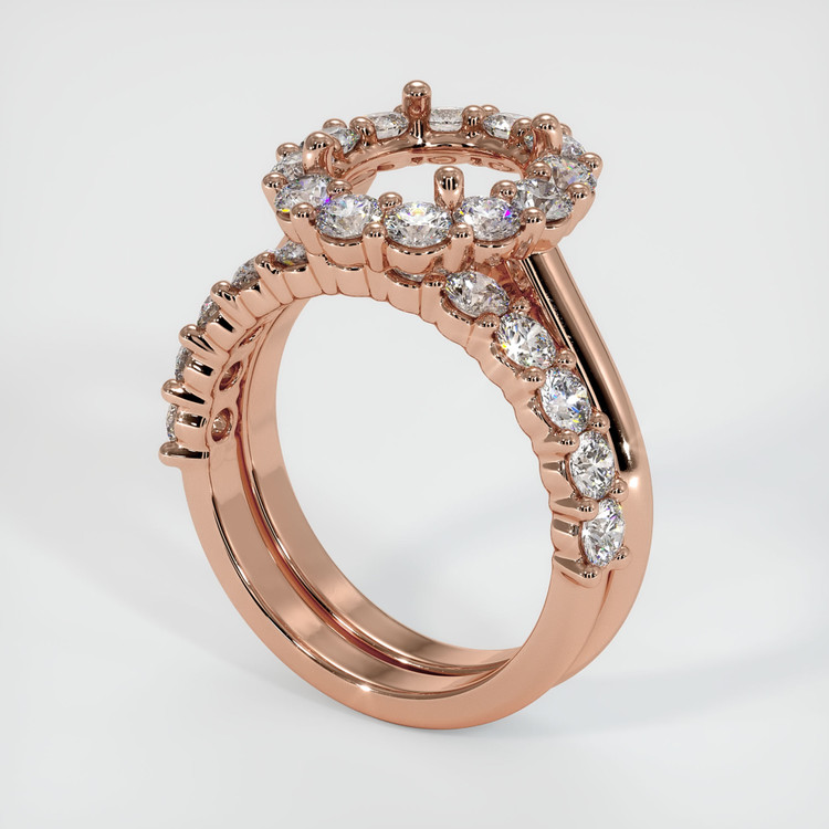 14K Rose Gold Halo Ring Setting