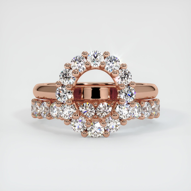 14K Rose Gold Halo Ring Setting