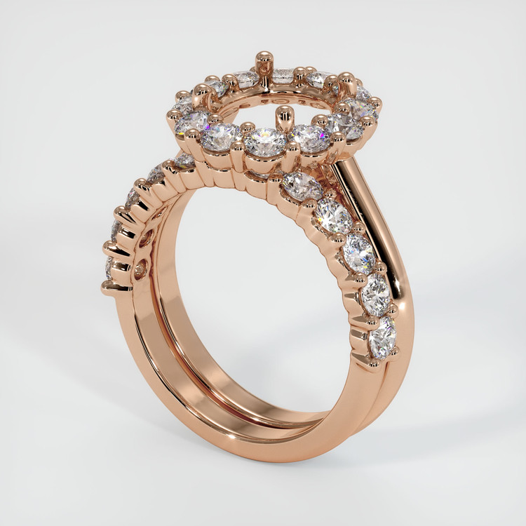 18K Rose Gold Halo Ring Setting