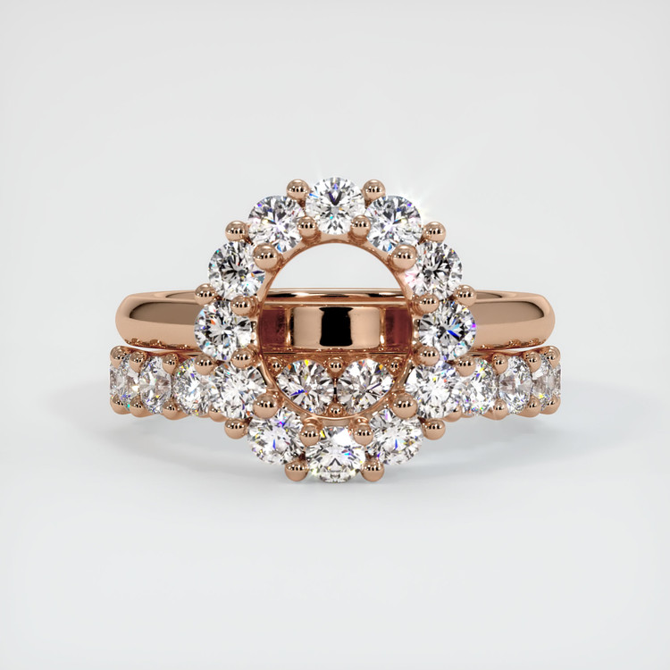 18K Rose Gold Halo Ring Setting