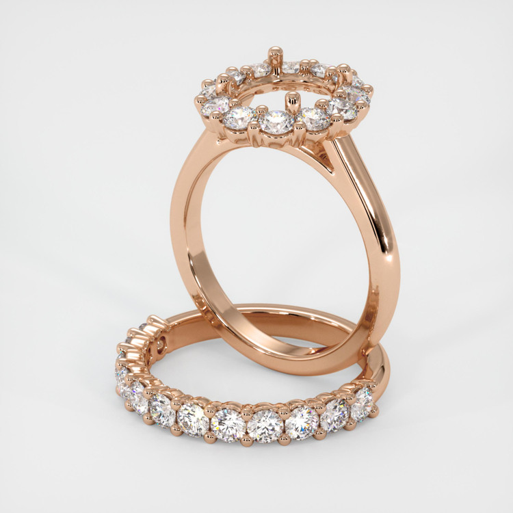 18K Rose Gold Halo Ring Setting
