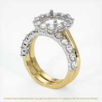 14K White & Yellow Halo Ring Setting Image