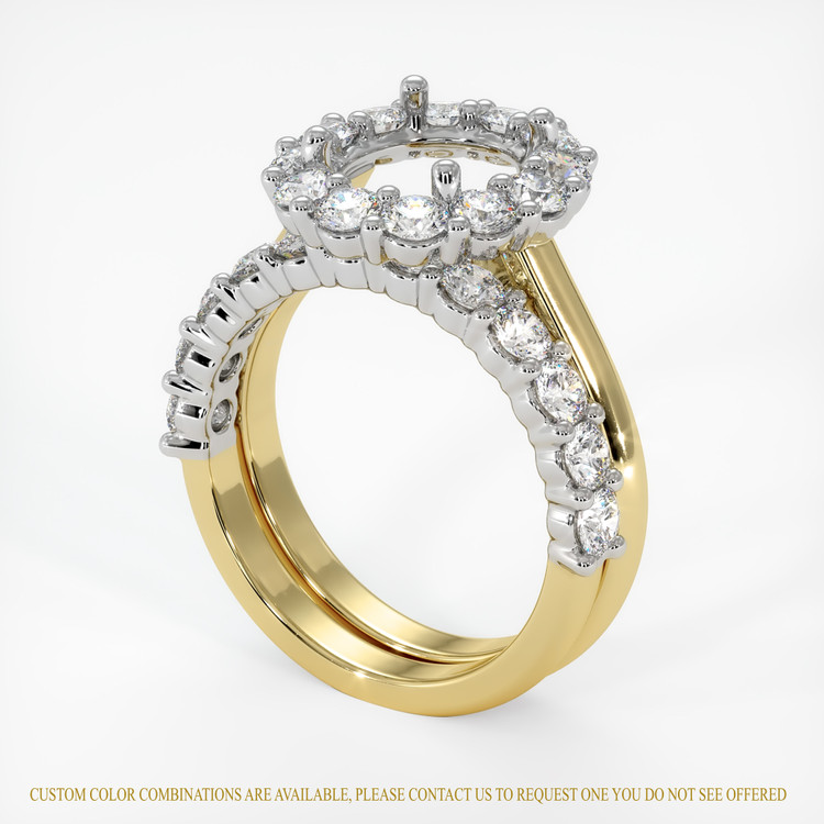 14K White & Yellow Halo Ring Setting