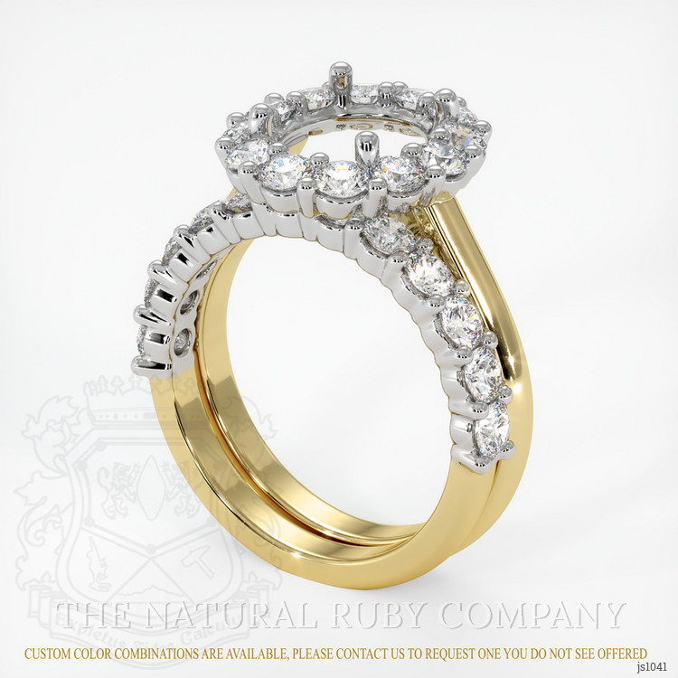 14K White & Yellow Halo Ring Setting
