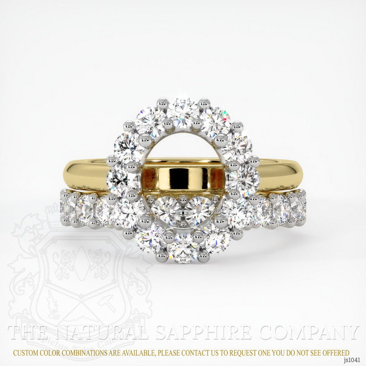 14K White & Yellow Halo Ring Setting