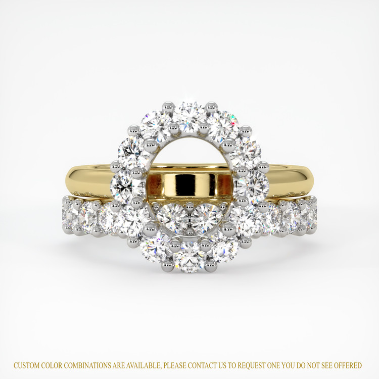 14K White & Yellow Halo Ring Setting