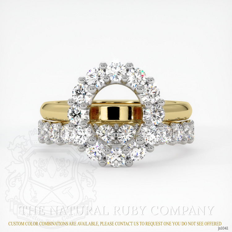 14K White & Yellow Halo Ring Setting