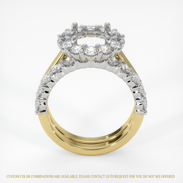 14K White & Yellow Halo Ring Setting