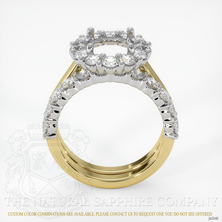 14K White & Yellow Halo Ring Setting