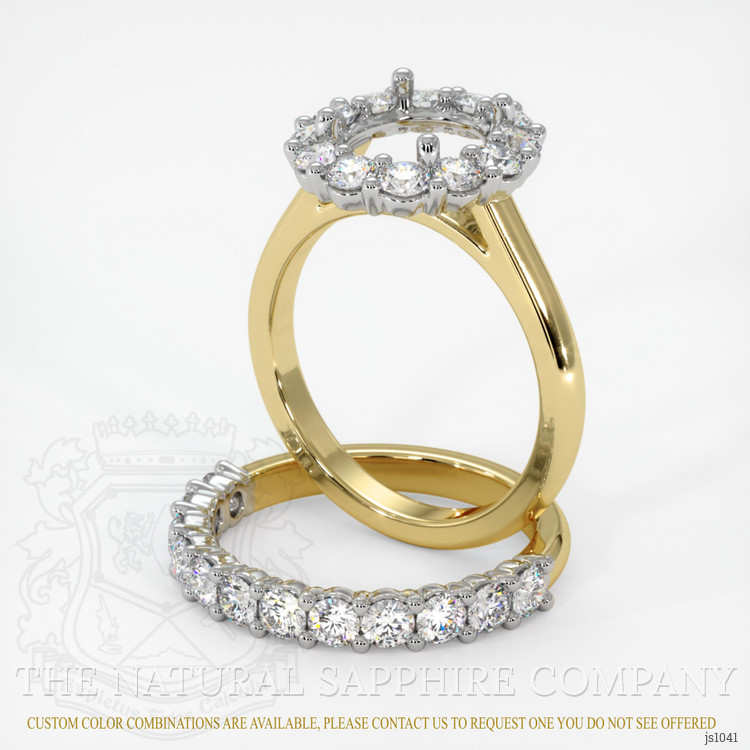 14K White & Yellow Halo Ring Setting