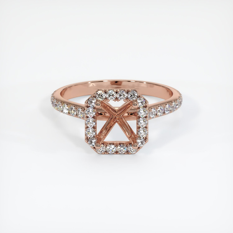 14K Rose Gold Pave Ring Setting