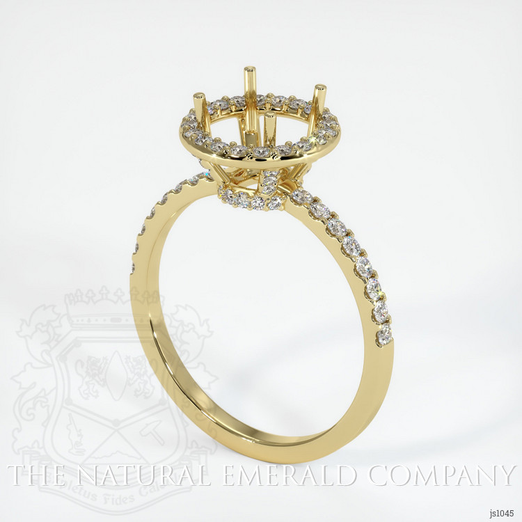 Pave Emerald Ring 0.40 Ct., 18K Yellow Gold