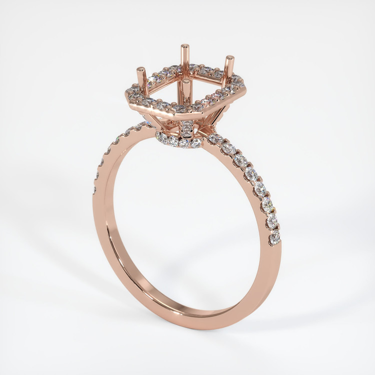 14K Rose Gold Pave Ring Setting
