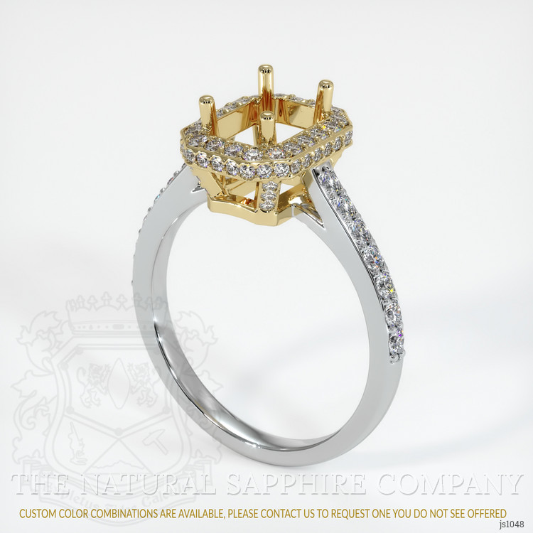 14K Yellow & White Pave Ring Setting