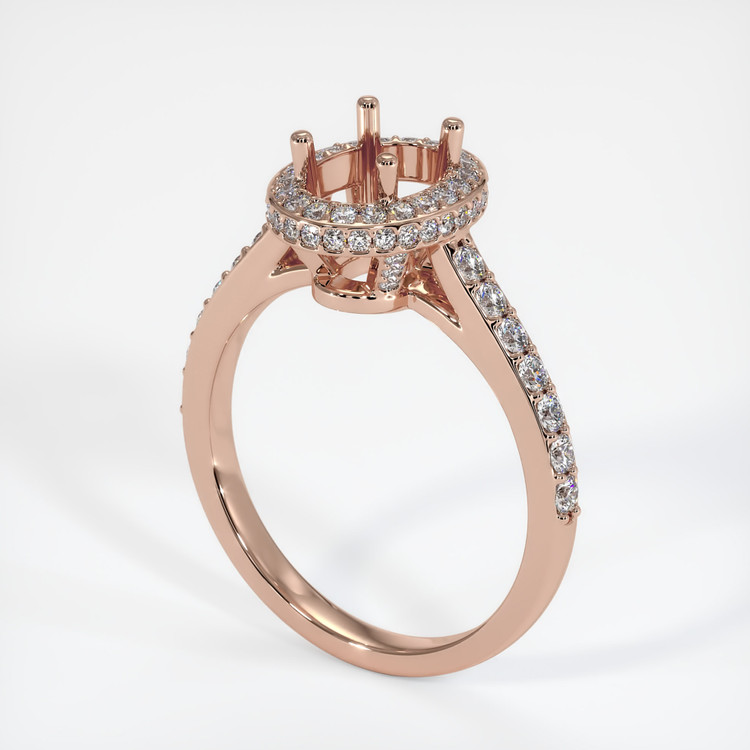 14K Rose Gold Pave Ring Setting