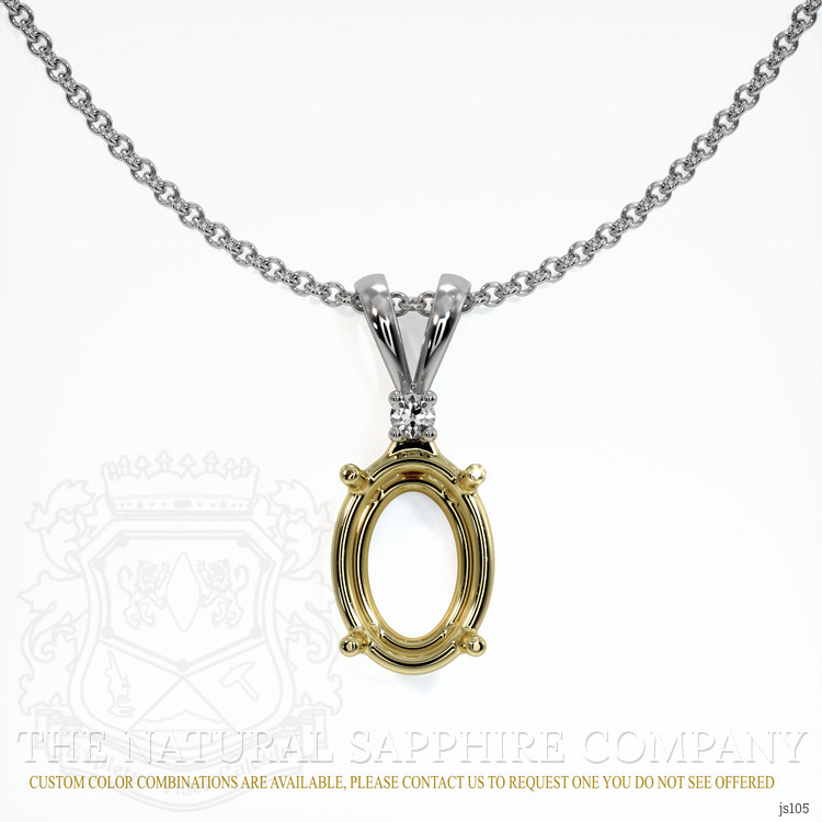 14K Yellow & White Accent Stones Pendant Setting