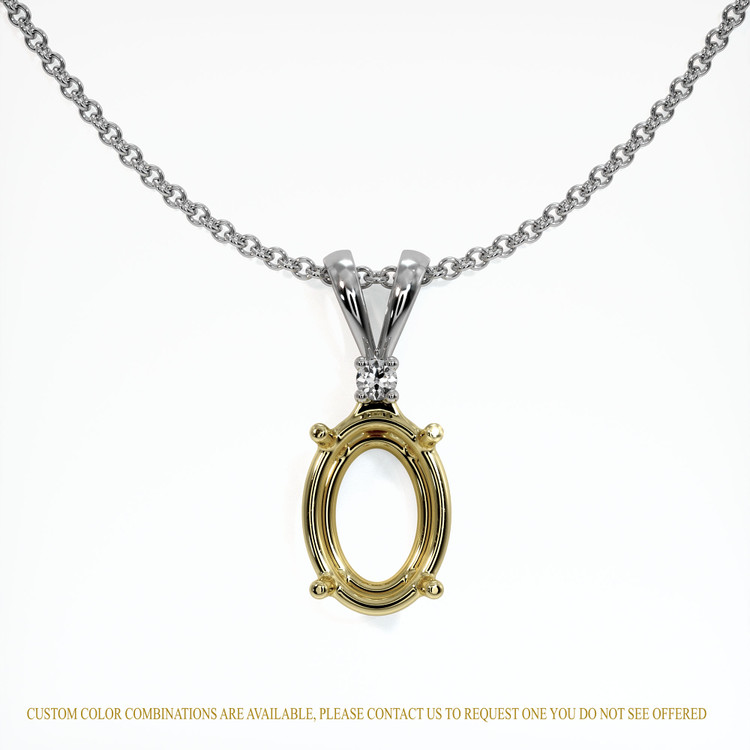 14K Yellow & White Accent Stones Pendant Setting