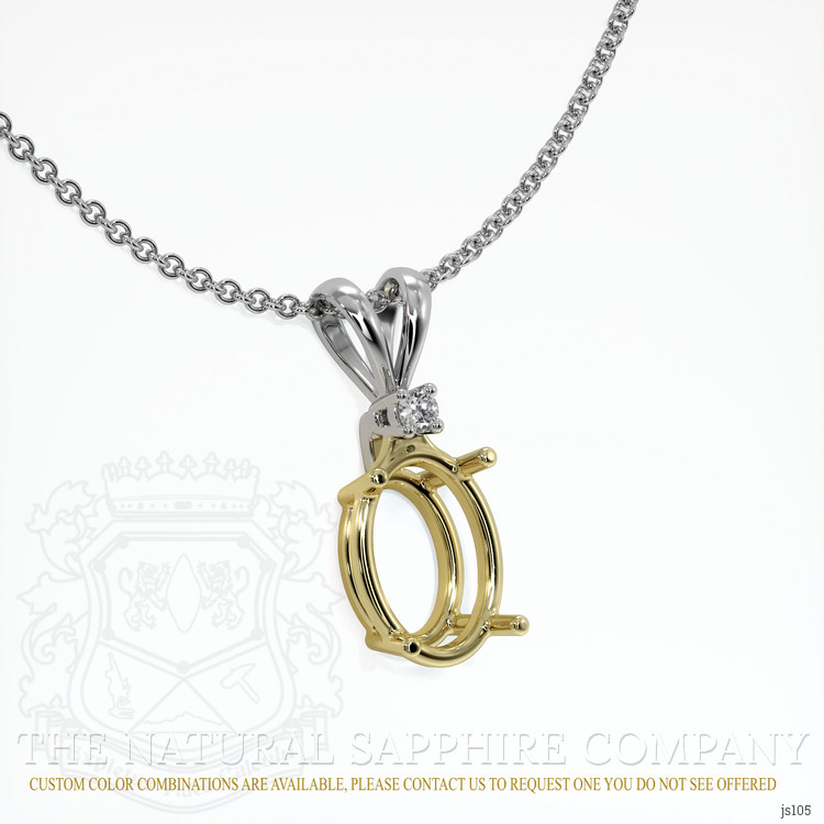 14K Yellow & White Accent Stones Pendant Setting