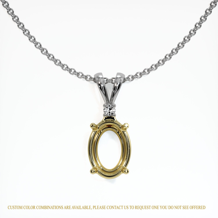 18K Yellow & White Accent Stones Pendant Setting