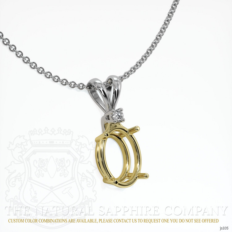 18K Yellow & White Accent Stones Pendant Setting