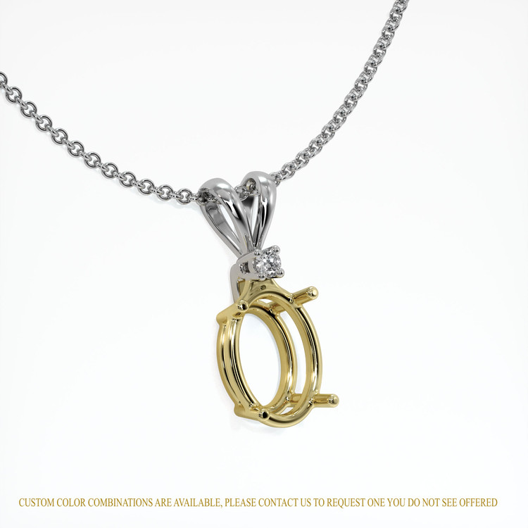 18K Yellow & White Accent Stones Pendant Setting