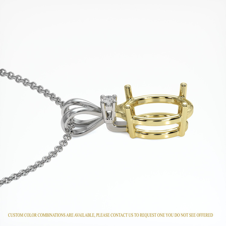 18K Yellow & White Accent Stones Pendant Setting