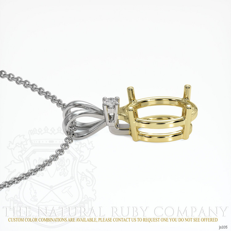 18K Yellow & White Accent Stones Pendant Setting