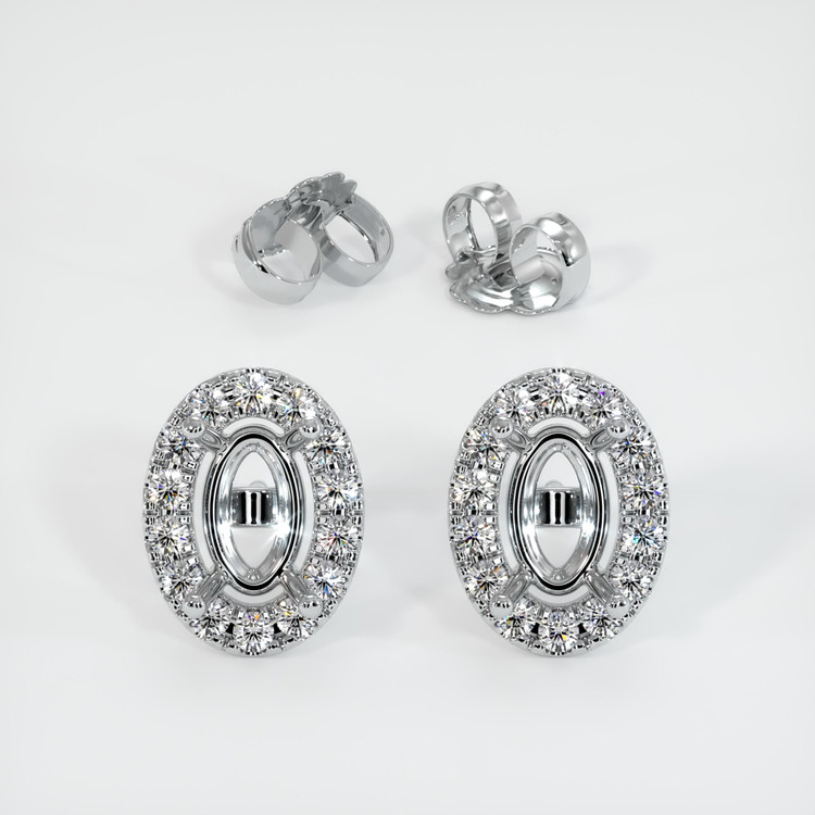 14K White Gold Pave Earring Setting