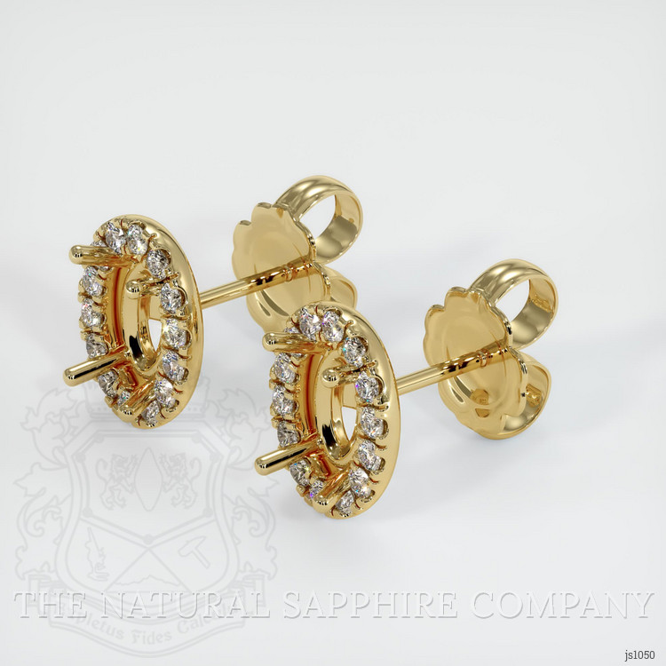 14K Yellow Gold Pave Earring Setting
