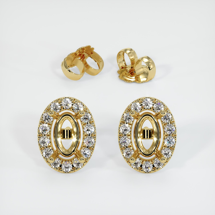 18K Yellow Gold Pave Earring Setting