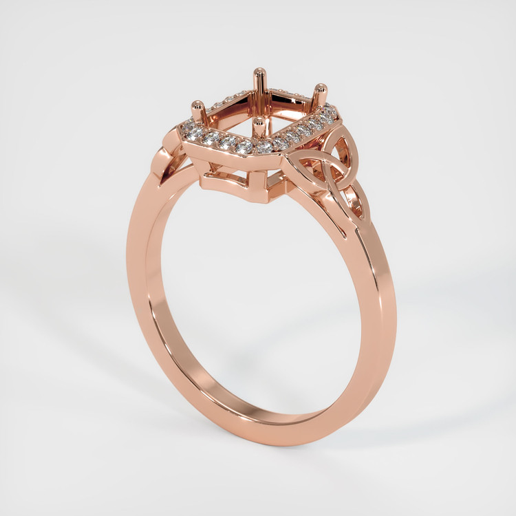 14K Rose Gold Pave Ring Setting