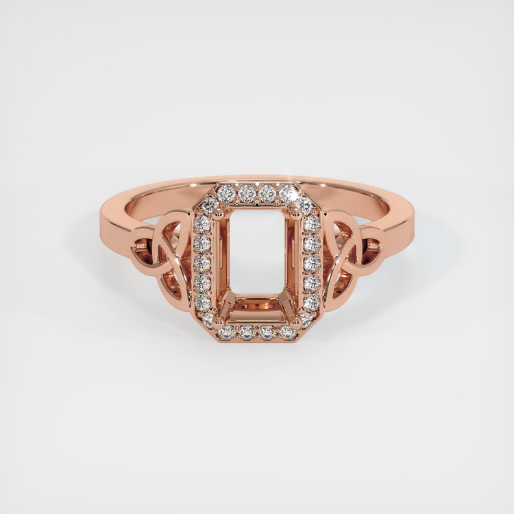 14K Rose Gold Pave Ring Setting