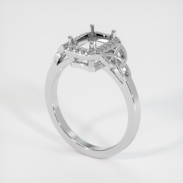 14K White Gold Pave Ring Setting