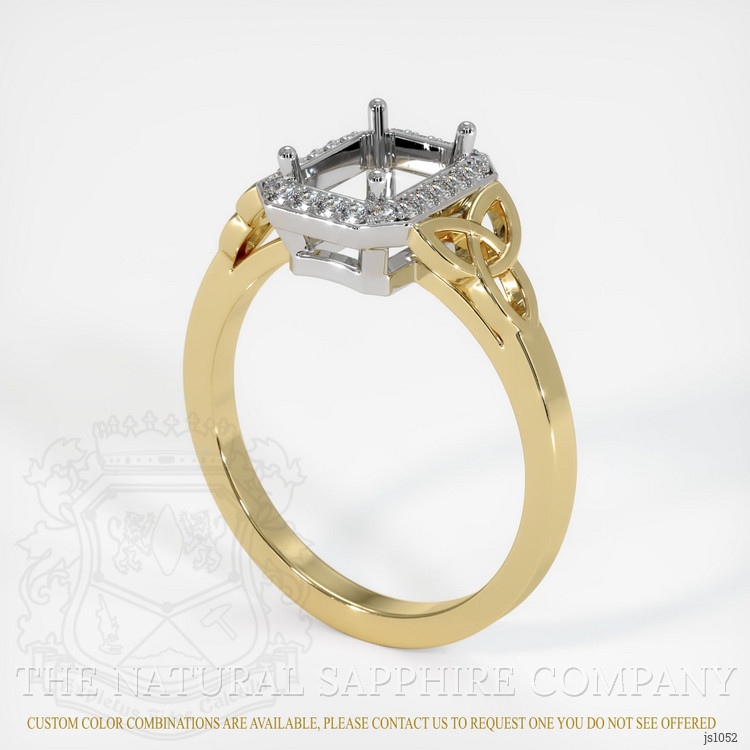 14K White & Yellow Pave Ring Setting