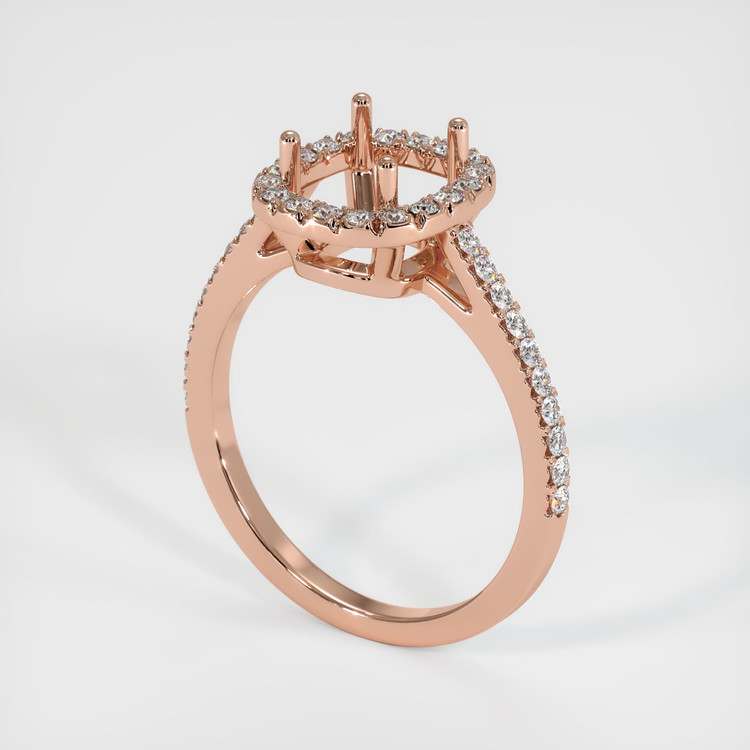 14K Rose Gold Pave Ring Setting