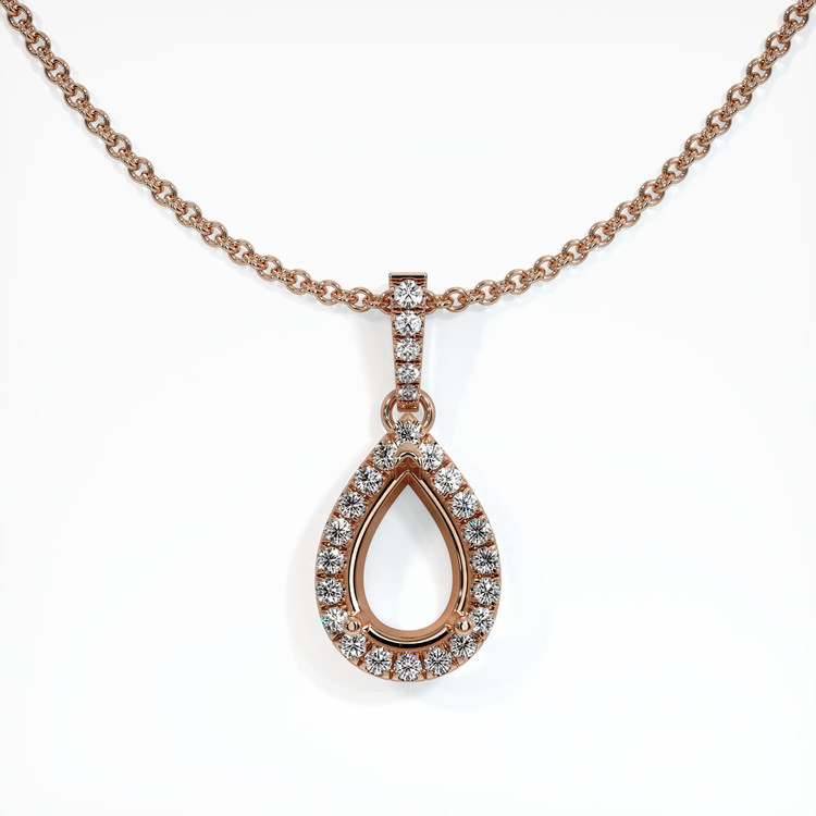 14K Rose Gold Pave Pendant Setting