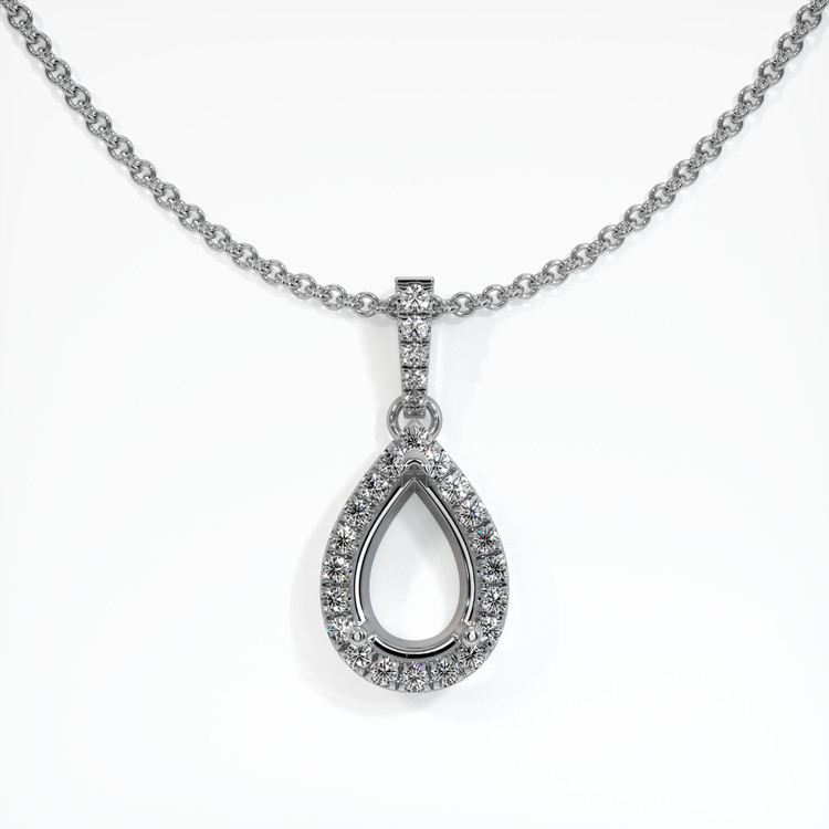 14K White Gold Pave Pendant Setting