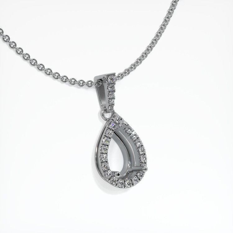 18K White Gold Pave Pendant Setting
