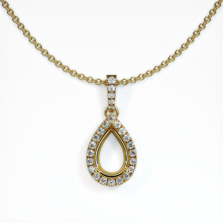 14K Yellow Gold Pave Pendant Setting