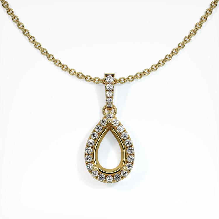 18K Yellow Gold Pave Pendant Setting