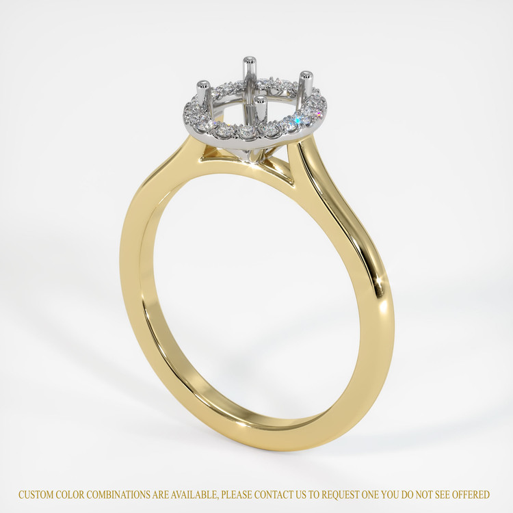 14K White & Yellow Pave Ring Setting